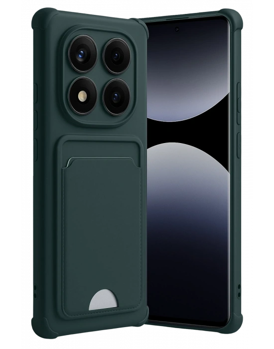 Newface Xiaomi Redmi Note 14 Pro 5G Kelvin Kartvizitli Silikon - Koyu Yeşil