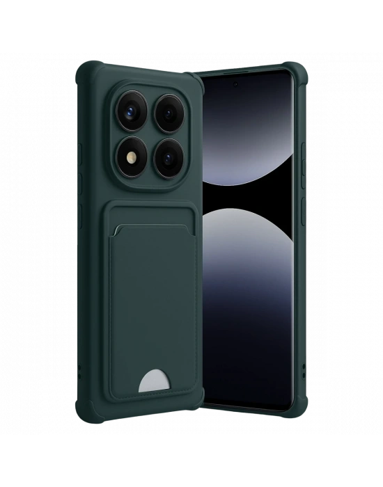 Newface Xiaomi Redmi Note 14 Pro 5G Kelvin Kartvizitli Silikon - Koyu Yeşil