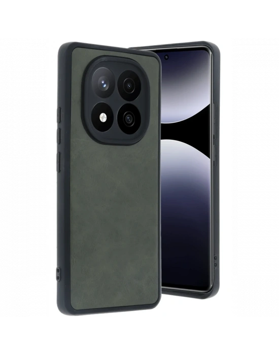 Newface Xiaomi Redmi Note 14 Pro 5G Kılıf Aras Deri Kapak - Koyu Yeşil