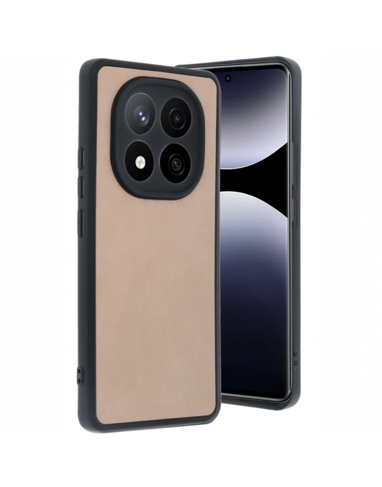 Newface Xiaomi Redmi Note 14 Pro 5G Kılıf Aras Deri Kapak - Pudra