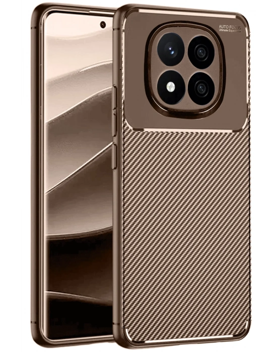 Newface Xiaomi Redmi Note 14 Pro 5G Kılıf Auto Focus Karbon Kapak - Kahverengi