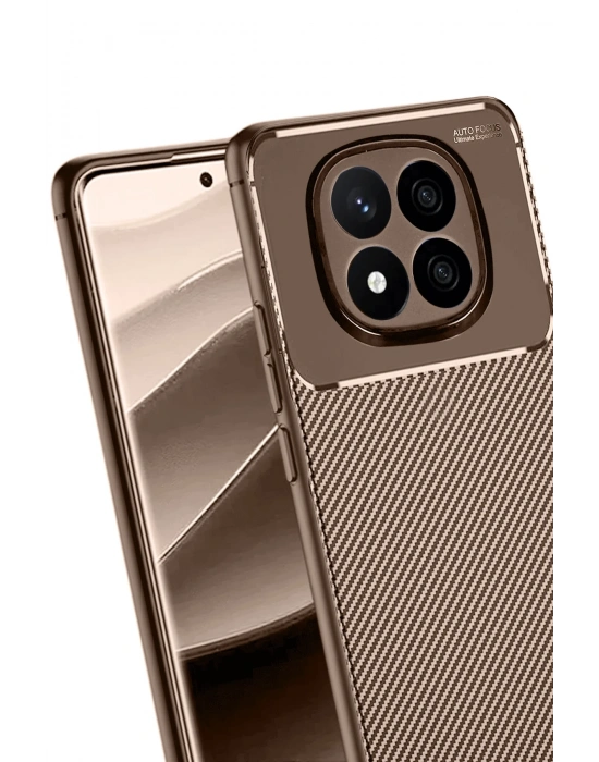 Newface Xiaomi Redmi Note 14 Pro 5G Kılıf Auto Focus Karbon Kapak - Kahverengi