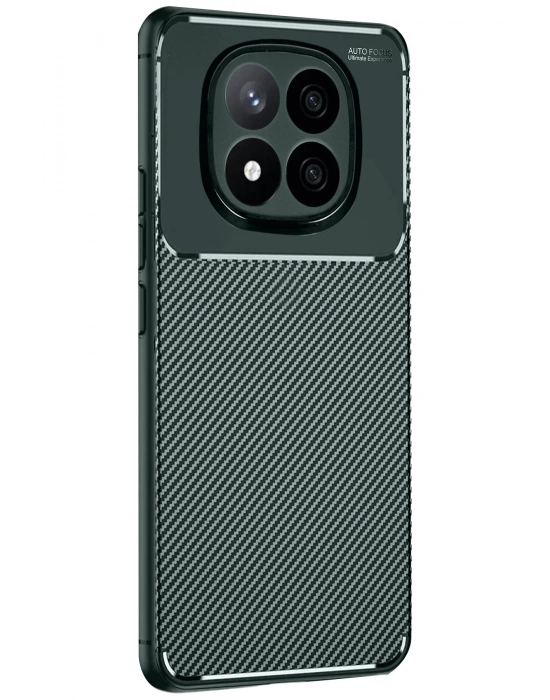 Newface Xiaomi Redmi Note 14 Pro 5G Kılıf Auto Focus Karbon Kapak - Koyu Yeşil