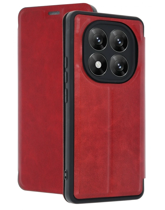 Newface Xiaomi Redmi Note 14 Pro 5G Kılıf Flip Cover - Kırmızı