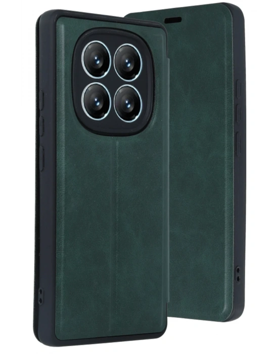 Newface Xiaomi Redmi Note 14 Pro 5G Kılıf Flip Cover - Koyu Yeşil