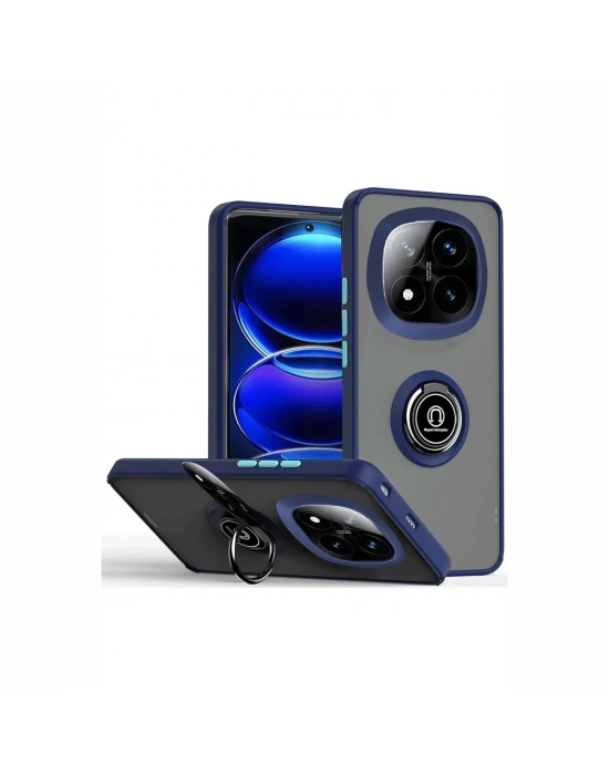Newface Xiaomi Redmi Note 14 Pro 5G Kılıf Montreal Yüzüklü Silikon Kapak - Lacivert
