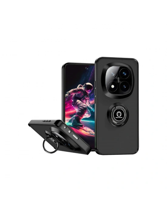 Newface Xiaomi Redmi Note 14 Pro 5G Kılıf Montreal Yüzüklü Silikon Kapak - Siyah