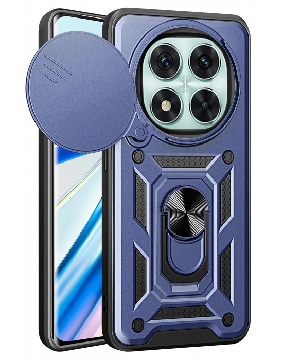 Newface Xiaomi Redmi Note 14 Pro 5G Kılıf Pars Lens Yüzüklü Silikon - Lacivert