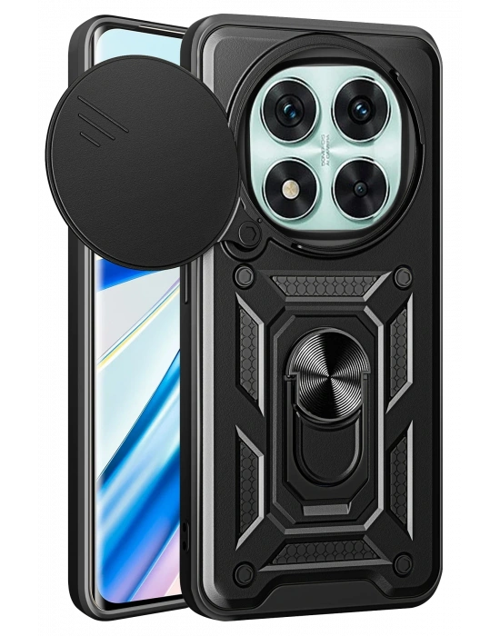 Newface Xiaomi Redmi Note 14 Pro 5G Kılıf Pars Lens Yüzüklü Silikon - Siyah