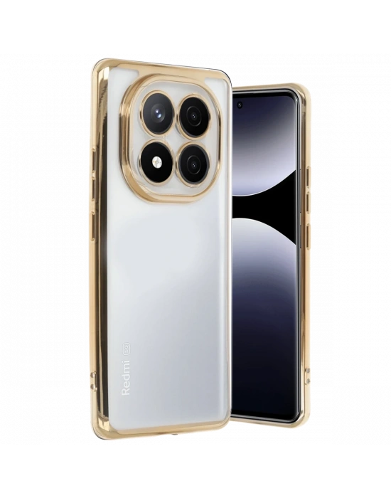 Newface Xiaomi Redmi Note 14 Pro 5G Kılıf Razer Lensli Silikon - Gold