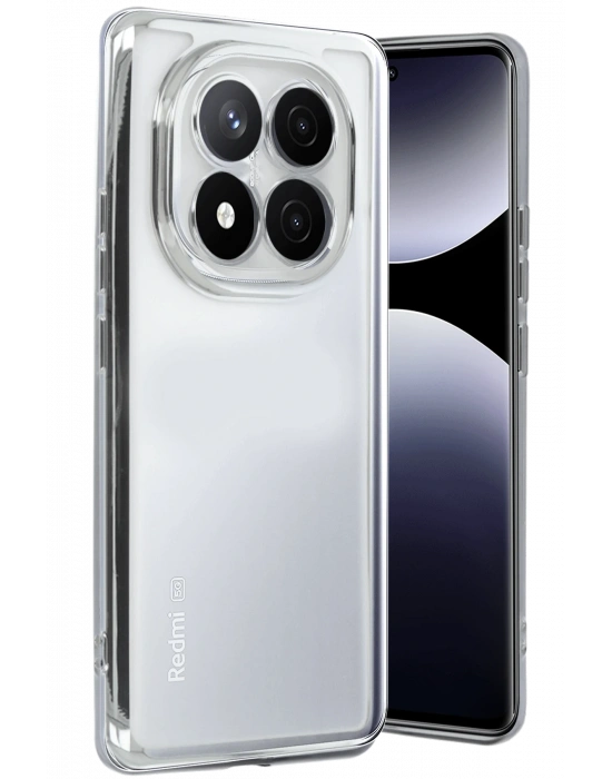 Newface Xiaomi Redmi Note 14 Pro 5G Kılıf Razer Lensli Silikon - Gümüş