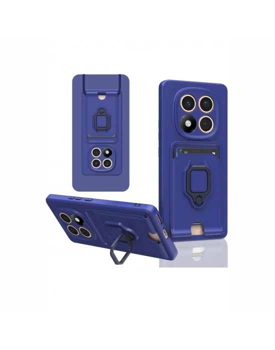Newface Xiaomi Redmi Note 14 Pro 5G Kılıf Zuma Kartvizitli Yüzüklü Silikon - Lacivert
