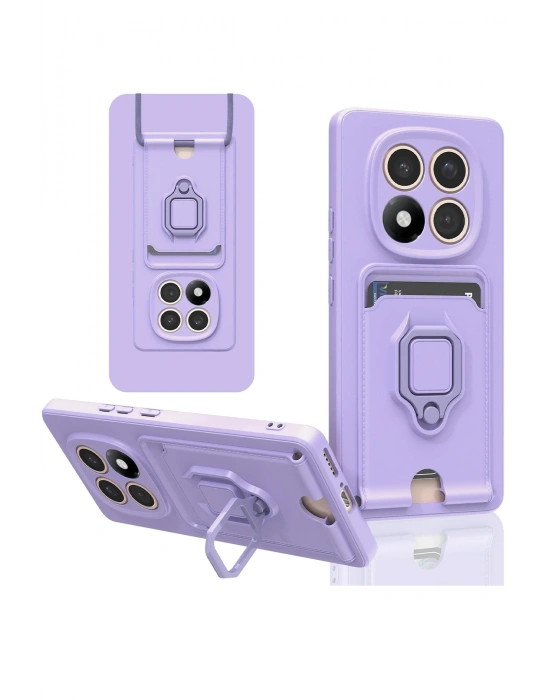 Newface Xiaomi Redmi Note 14 Pro 5G Kılıf Zuma Kartvizitli Yüzüklü Silikon - Lila