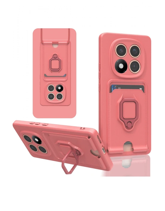 Newface Xiaomi Redmi Note 14 Pro 5G Kılıf Zuma Kartvizitli Yüzüklü Silikon - Pembe