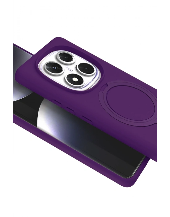 Newface Xiaomi Redmi Note 14 Pro 5G Regal Magsafe Standlı Kapak - Derin Mor