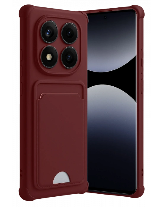 Newface Xiaomi Redmi Note 14 Pro Plus Kelvin Kartvizitli Silikon - Bordo