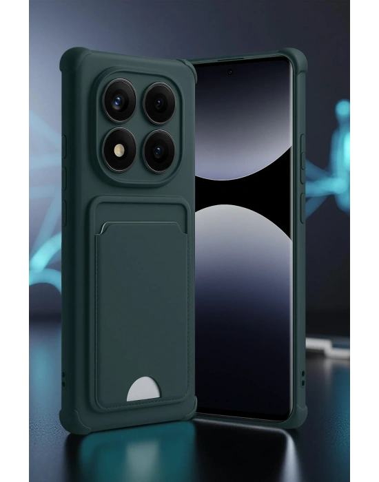 Newface Xiaomi Redmi Note 14 Pro Plus Kelvin Kartvizitli Silikon - Koyu Yeşil