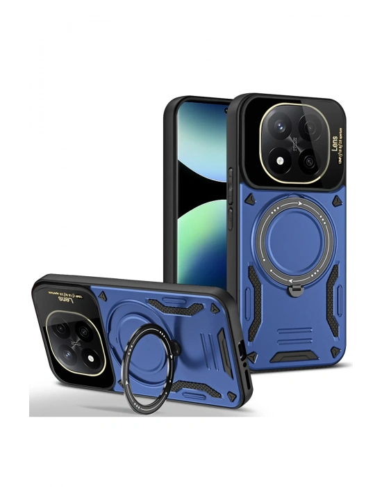 Newface Xiaomi Redmi Note 14 Pro Plus Kılıf Joy Lens Standlı Kapak - Lacivert