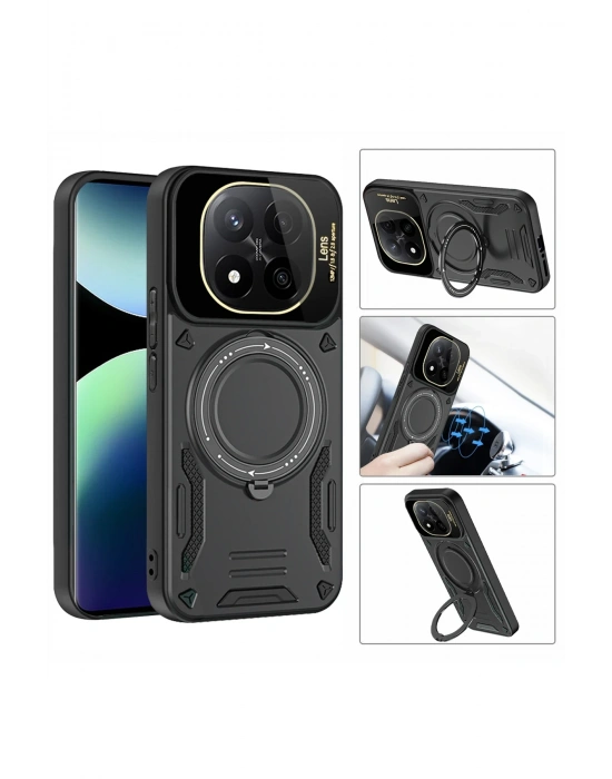 Newface Xiaomi Redmi Note 14 Pro Plus Kılıf Joy Lens Standlı Kapak - Mor