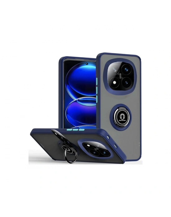 Newface Xiaomi Redmi Note 14 Pro Plus Kılıf Montreal Yüzüklü Silikon Kapak - Lacivert