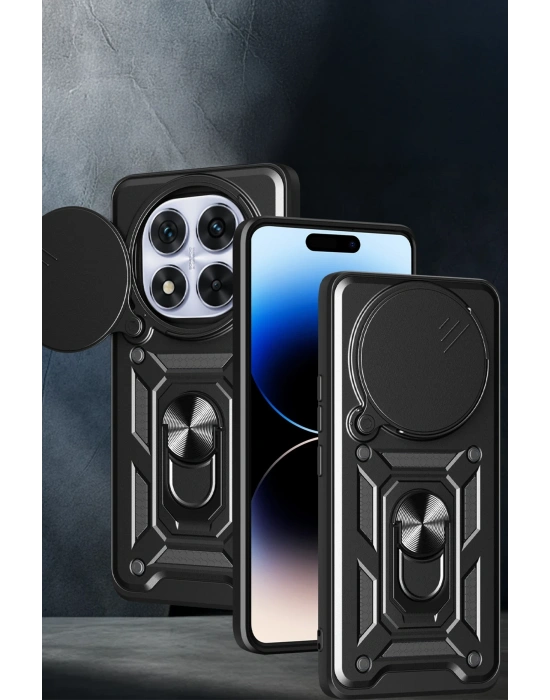 Newface Xiaomi Redmi Note 14 Pro Plus Kılıf Pars Lens Yüzüklü Silikon - Kırmızı