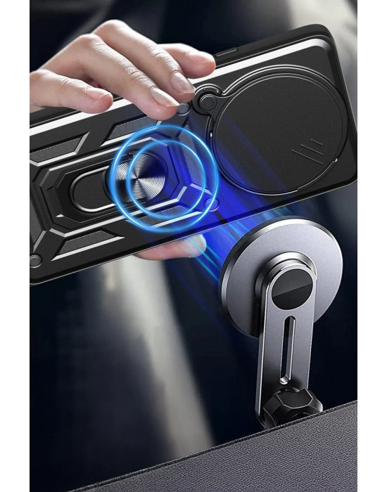 Newface Xiaomi Redmi Note 14 Pro Plus Kılıf Pars Lens Yüzüklü Silikon - Lacivert