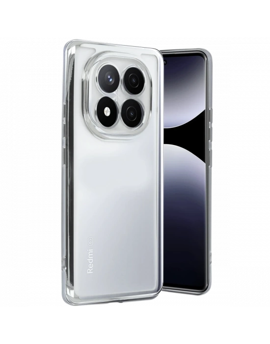 Newface Xiaomi Redmi Note 14 Pro Plus Kılıf Razer Lensli Silikon - Gümüş