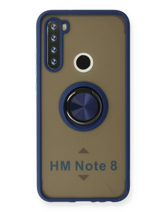Newface Xiaomi Redmi Note 8 Kılıf Montreal Yüzüklü Silikon Kapak - Lacivert