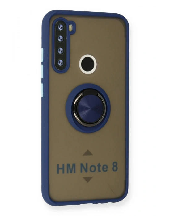 Newface Xiaomi Redmi Note 8 Kılıf Montreal Yüzüklü Silikon Kapak - Lacivert