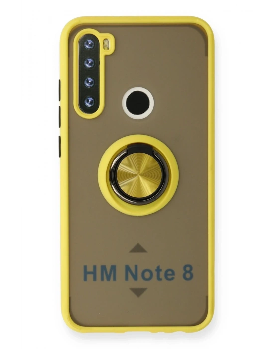 Newface Xiaomi Redmi Note 8 Kılıf Montreal Yüzüklü Silikon Kapak - Sarı