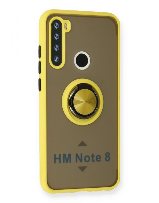 Newface Xiaomi Redmi Note 8 Kılıf Montreal Yüzüklü Silikon Kapak - Sarı