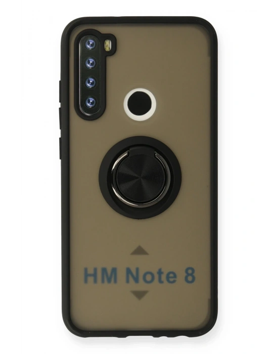Newface Xiaomi Redmi Note 8 Kılıf Montreal Yüzüklü Silikon Kapak - Siyah