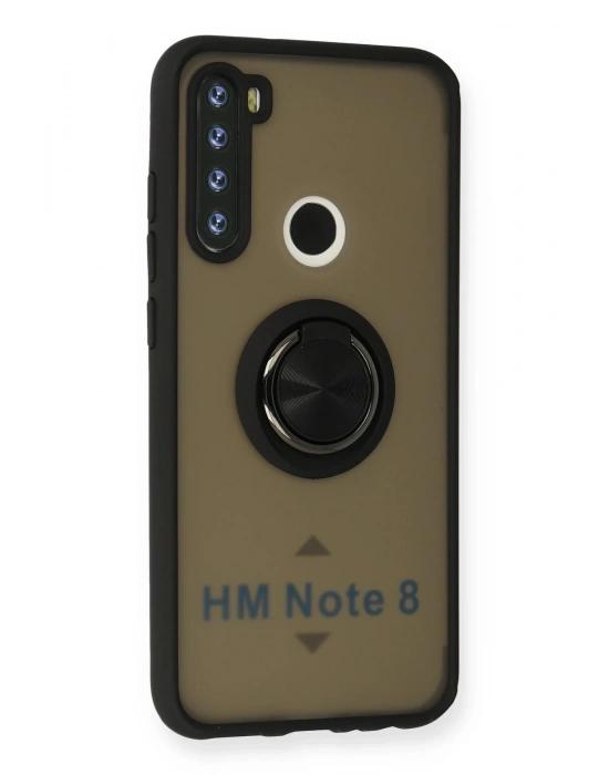 Newface Xiaomi Redmi Note 8 Kılıf Montreal Yüzüklü Silikon Kapak - Siyah