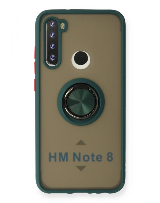 Newface Xiaomi Redmi Note 8 Kılıf Montreal Yüzüklü Silikon Kapak - Yeşil