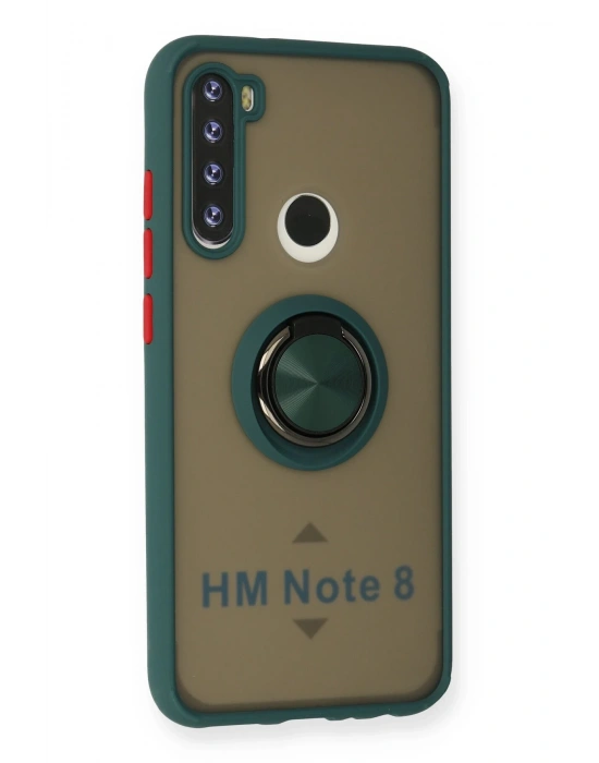 Newface Xiaomi Redmi Note 8 Kılıf Montreal Yüzüklü Silikon Kapak - Yeşil