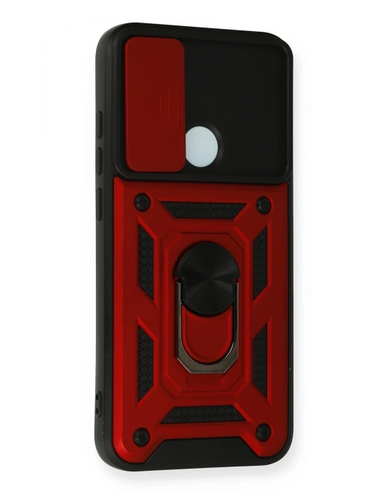 Newface Xiaomi Redmi Note 8 Kılıf Pars Lens Yüzüklü Silikon - Kırmızı