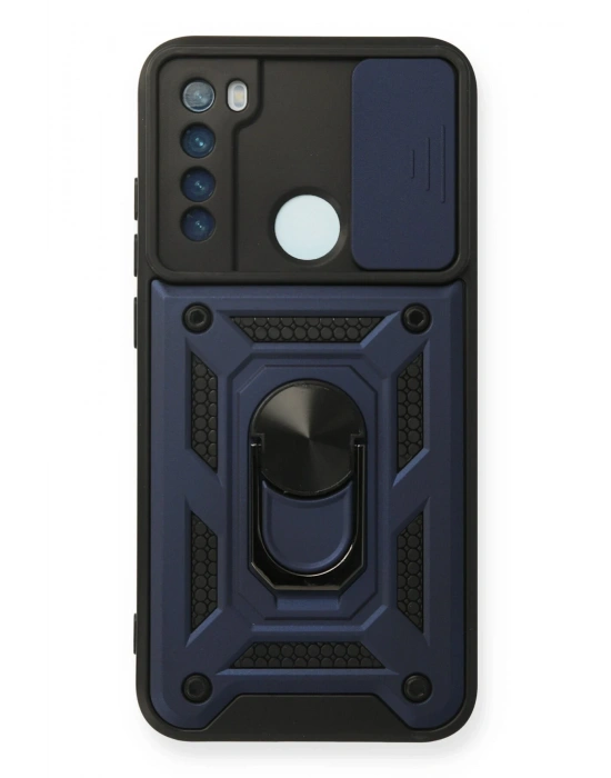 Newface Xiaomi Redmi Note 8 Kılıf Pars Lens Yüzüklü Silikon - Lacivert