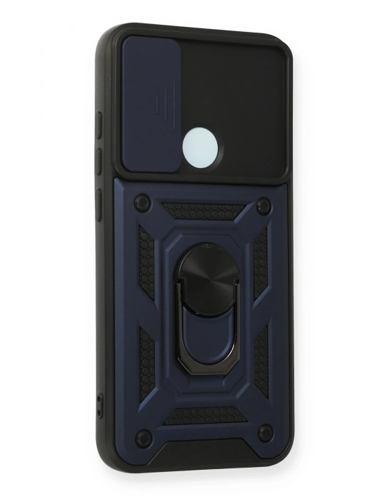 Newface Xiaomi Redmi Note 8 Kılıf Pars Lens Yüzüklü Silikon - Lacivert