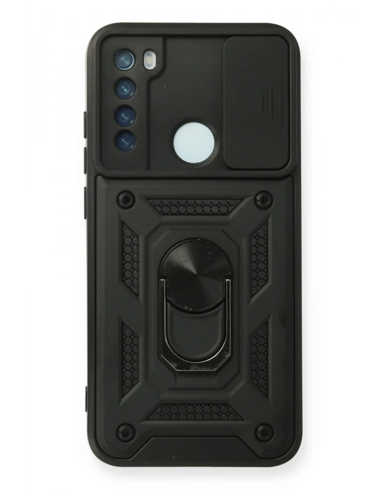 Newface Xiaomi Redmi Note 8 Kılıf Pars Lens Yüzüklü Silikon - Siyah