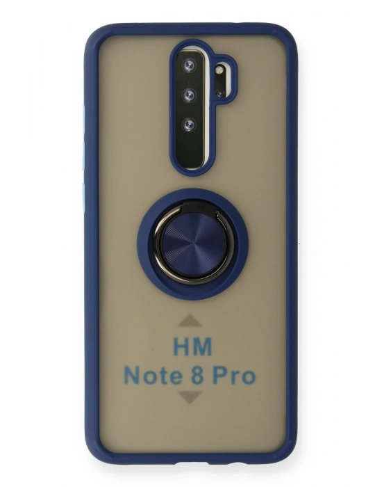 Newface Xiaomi Redmi Note 8 Pro Kılıf Montreal Yüzüklü Silikon Kapak - Lacivert