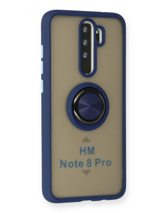 Newface Xiaomi Redmi Note 8 Pro Kılıf Montreal Yüzüklü Silikon Kapak - Lacivert