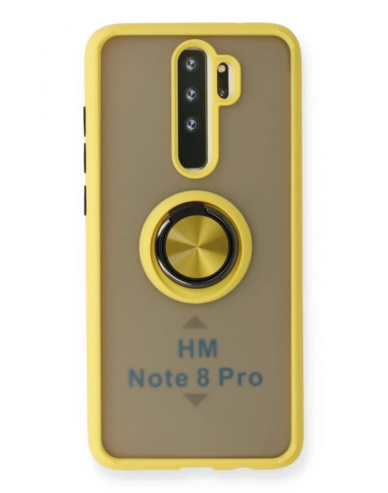 Newface Xiaomi Redmi Note 8 Pro Kılıf Montreal Yüzüklü Silikon Kapak - Sarı