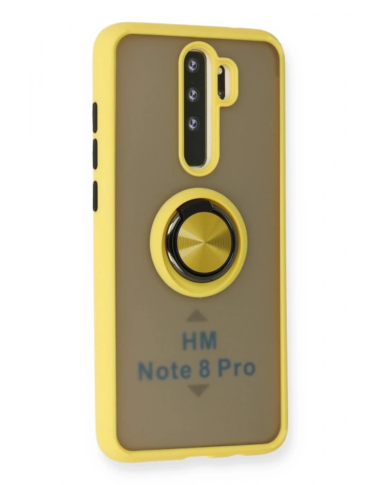 Newface Xiaomi Redmi Note 8 Pro Kılıf Montreal Yüzüklü Silikon Kapak - Sarı