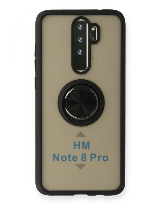 Newface Xiaomi Redmi Note 8 Pro Kılıf Montreal Yüzüklü Silikon Kapak - Siyah