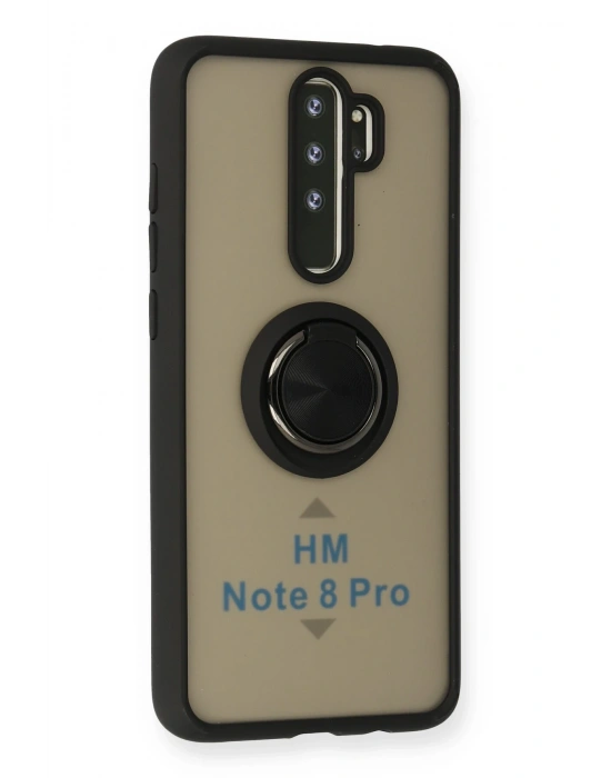 Newface Xiaomi Redmi Note 8 Pro Kılıf Montreal Yüzüklü Silikon Kapak - Siyah