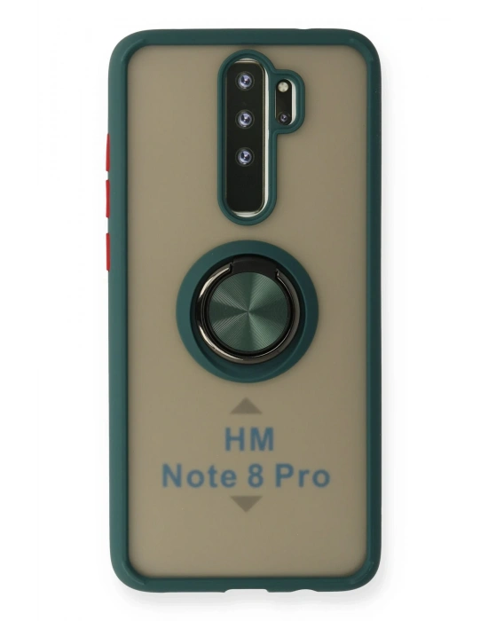 Newface Xiaomi Redmi Note 8 Pro Kılıf Montreal Yüzüklü Silikon Kapak - Yeşil