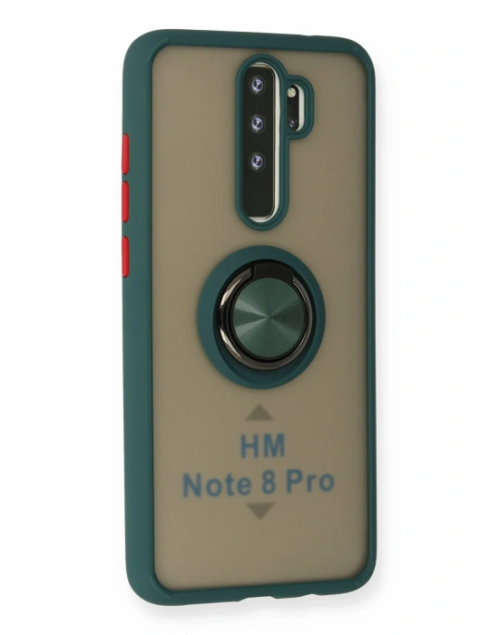 Newface Xiaomi Redmi Note 8 Pro Kılıf Montreal Yüzüklü Silikon Kapak - Yeşil