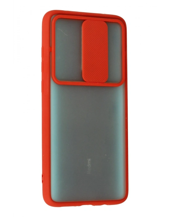 Newface Xiaomi Redmi Note 8 Pro Kılıf Palm Buzlu Kamera Sürgülü Silikon - Kırmızı