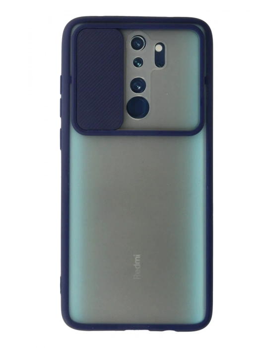 Newface Xiaomi Redmi Note 8 Pro Kılıf Palm Buzlu Kamera Sürgülü Silikon - Lacivert