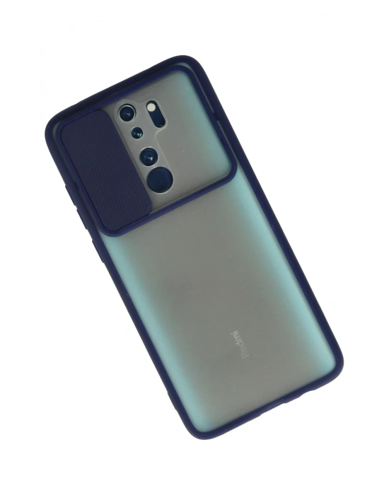 Newface Xiaomi Redmi Note 8 Pro Kılıf Palm Buzlu Kamera Sürgülü Silikon - Lacivert
